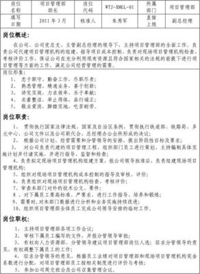 3.项目管理部岗位说明书